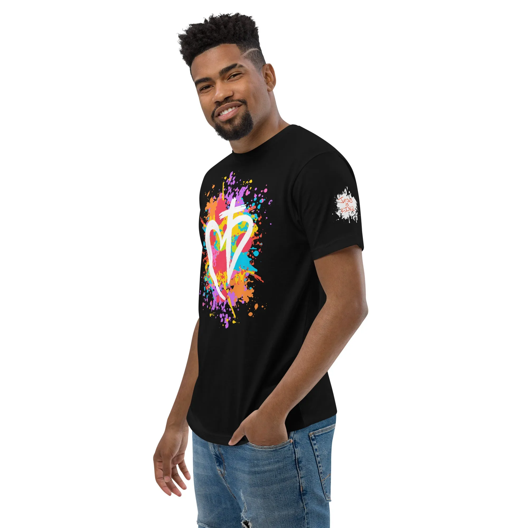Heart Posture Splatter - Premium Fitted Men's Short Sleeve Tee
