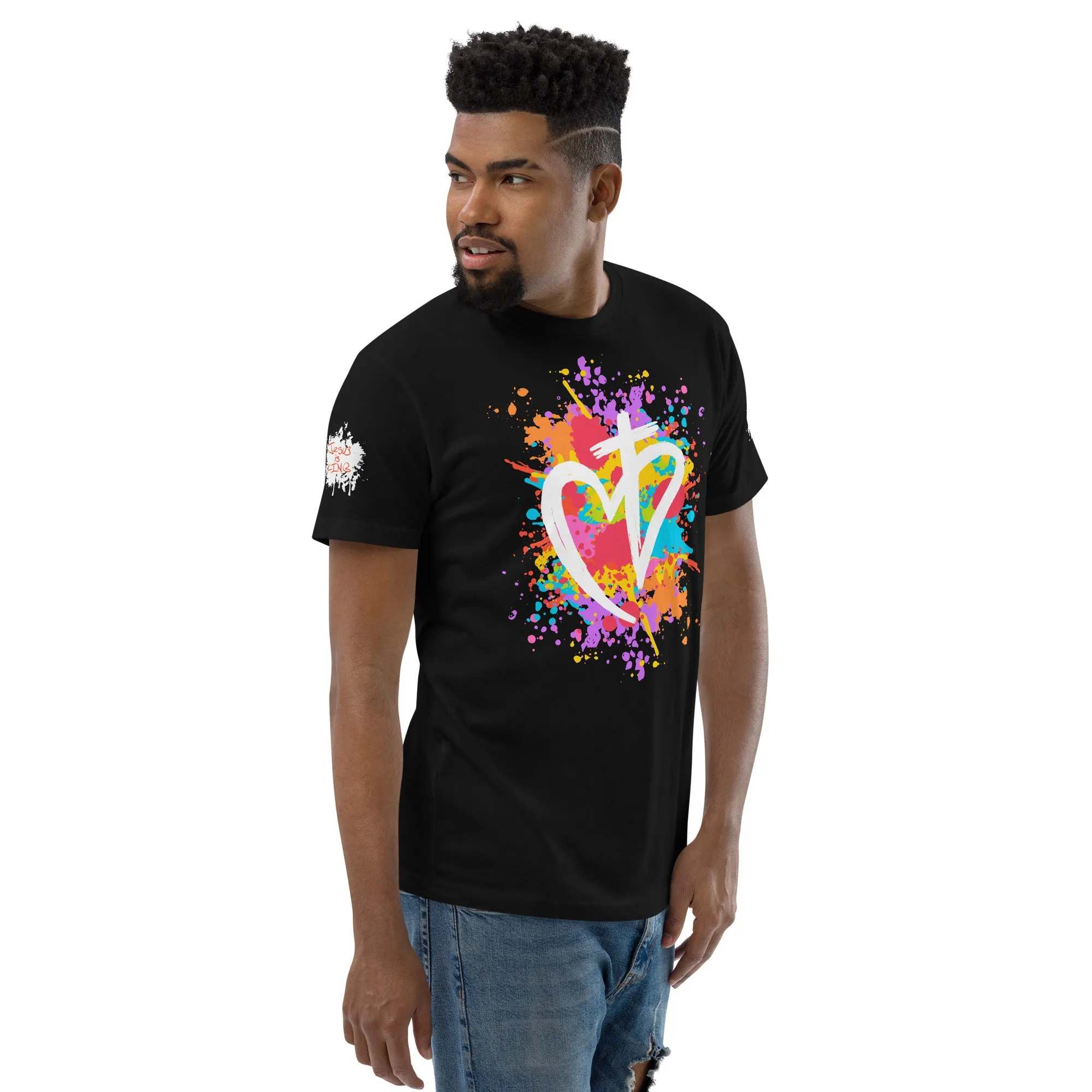 Heart Posture Splatter - Premium Fitted Men's Short Sleeve Tee
