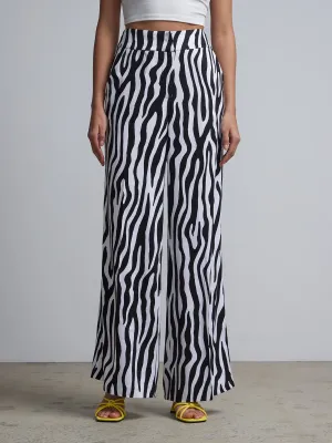 High Waist High Rise Zebra Print Pants