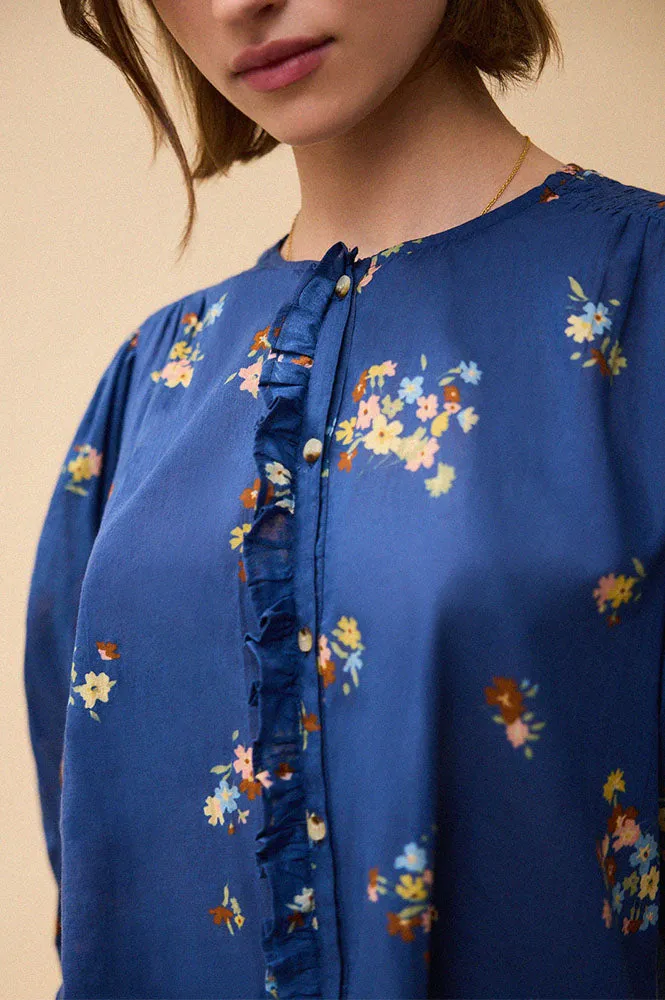 Iris Florence Primrose Navy Blouse