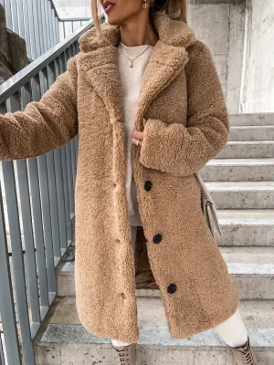 Lapel Plush Long Coat
