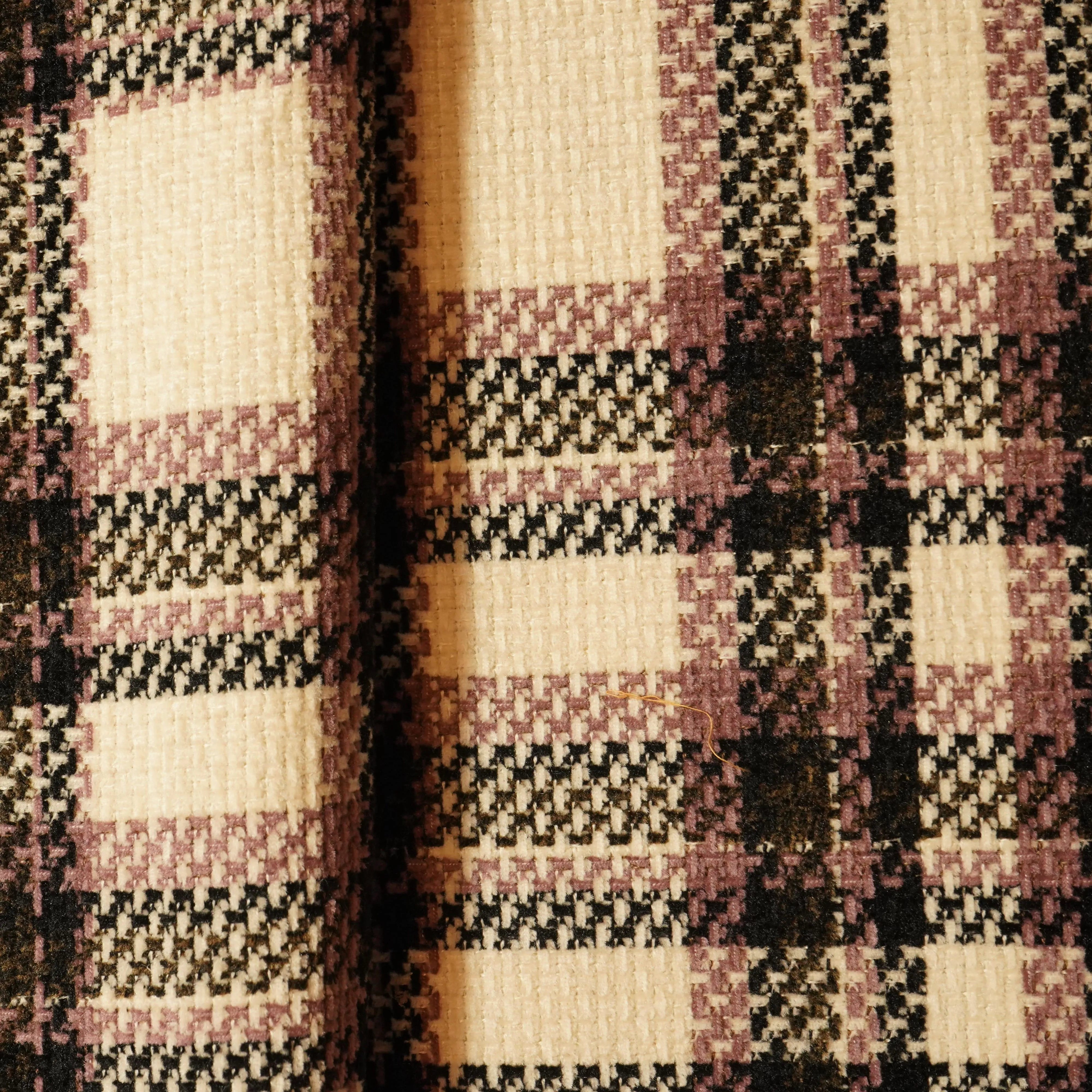 Lavender & Off White Check Tweed Fabric