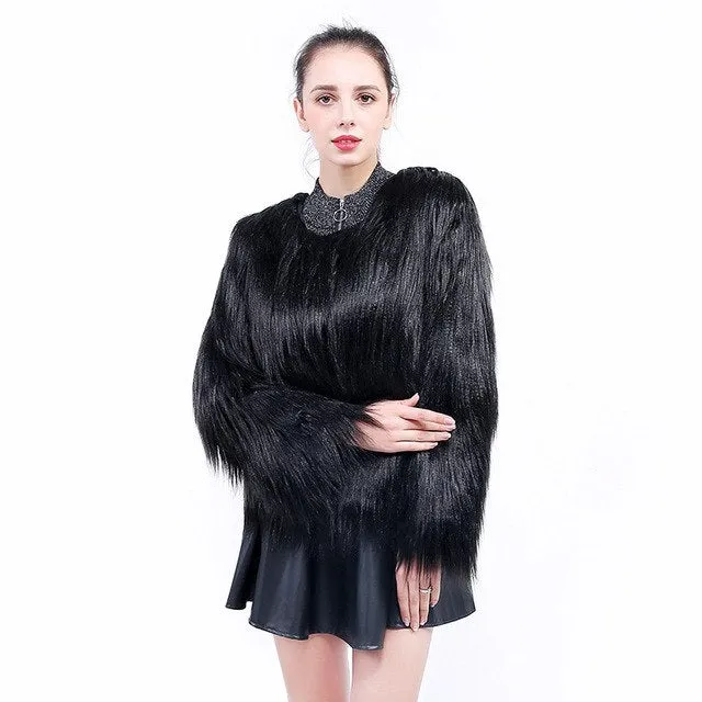 Long Sleeve Faux Fur Coat