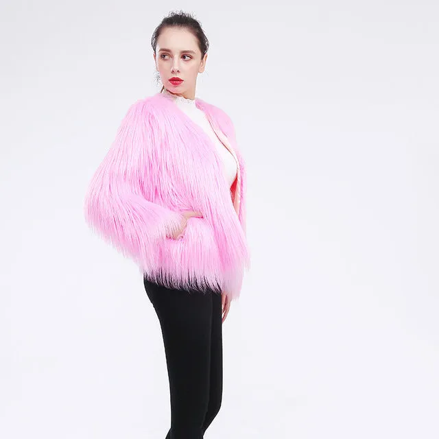 Long Sleeve Faux Fur Coat