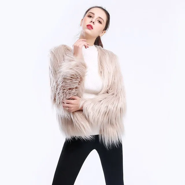 Long Sleeve Faux Fur Coat
