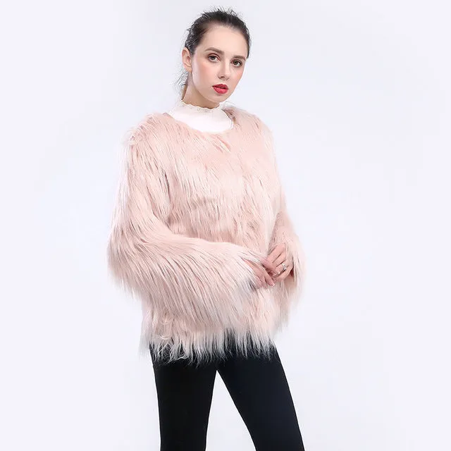Long Sleeve Faux Fur Coat