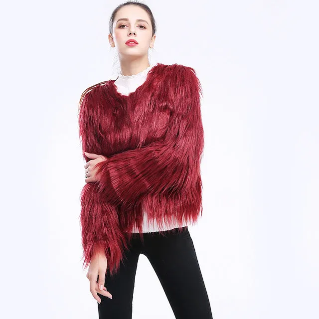 Long Sleeve Faux Fur Coat