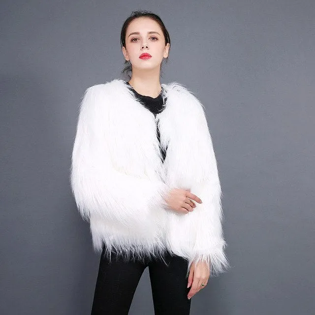 Long Sleeve Faux Fur Coat