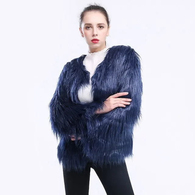 Long Sleeve Faux Fur Coat
