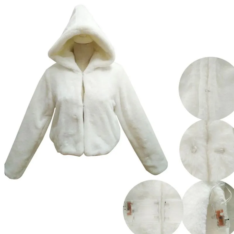 Long Sleeve Led Light Shining Faux Fur Coat