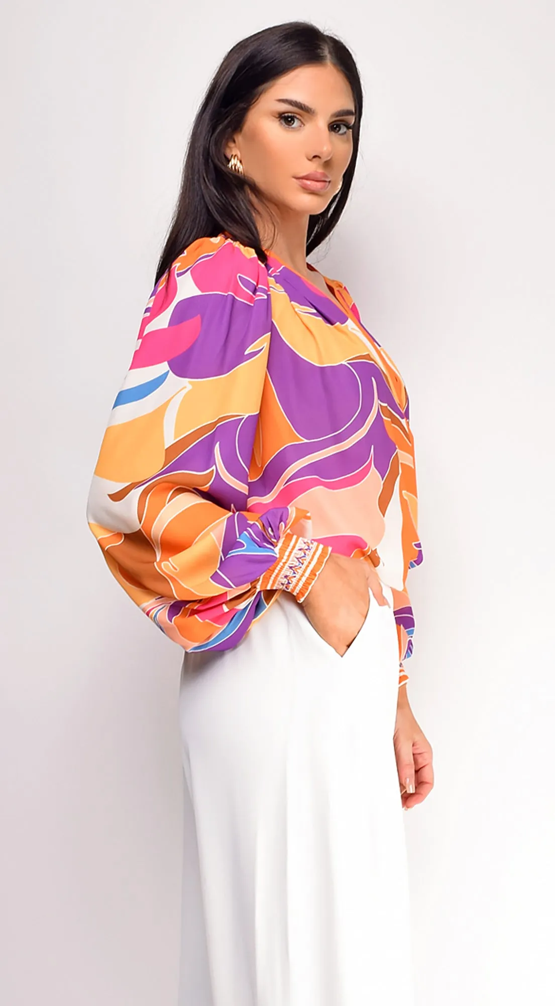 Lucy Purple Multi Color Surplice Bodysuit