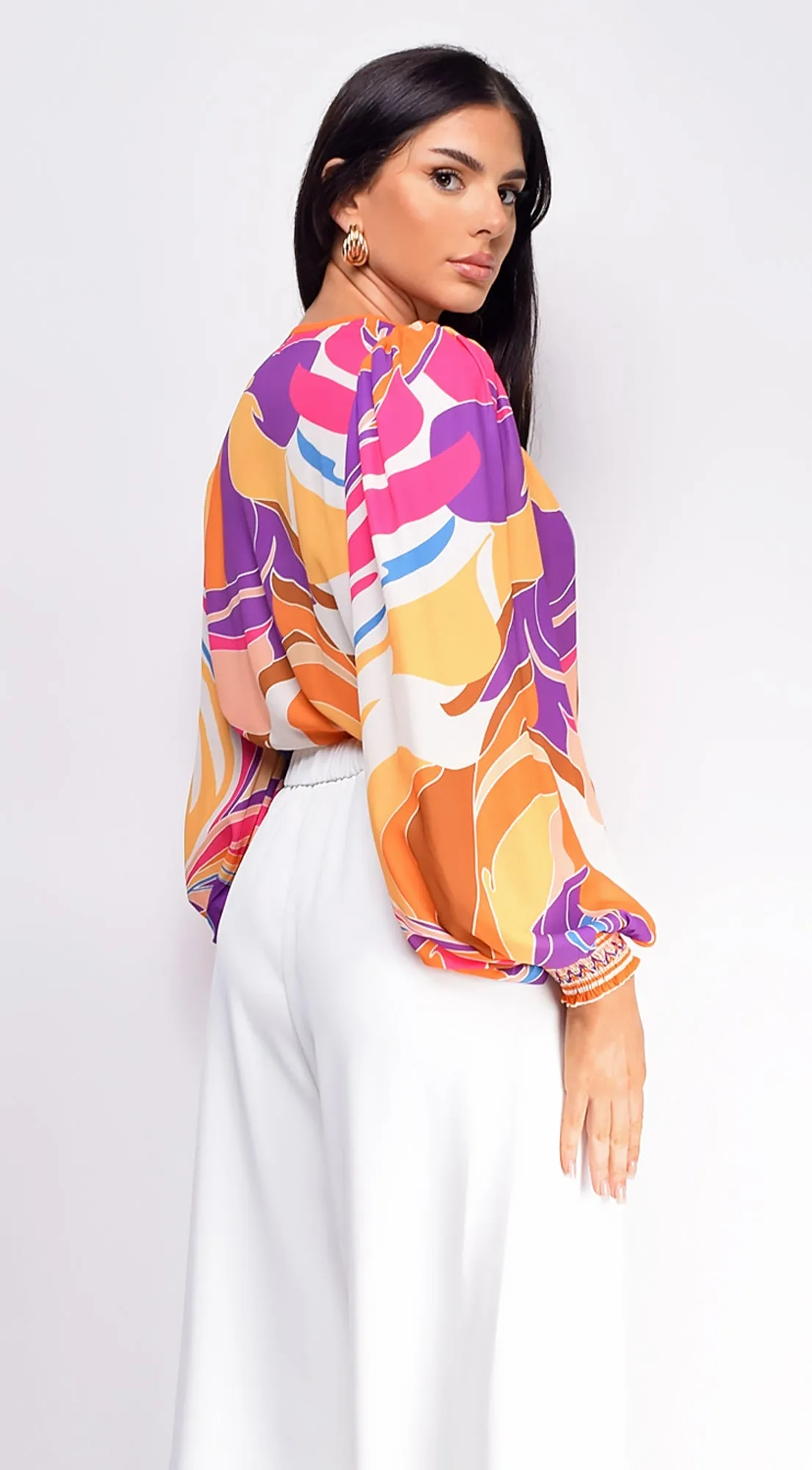 Lucy Purple Multi Color Surplice Bodysuit