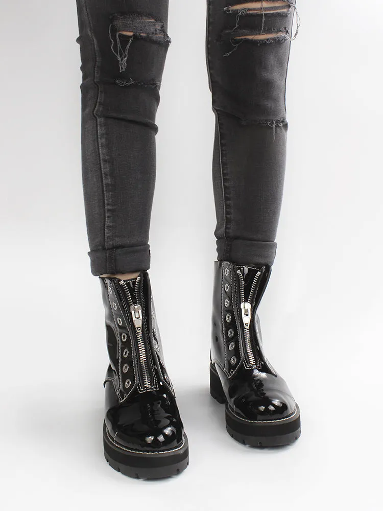 LUXE SEVEN DESIGN LACE UP BOOTS WITH CHUNKY SOLE