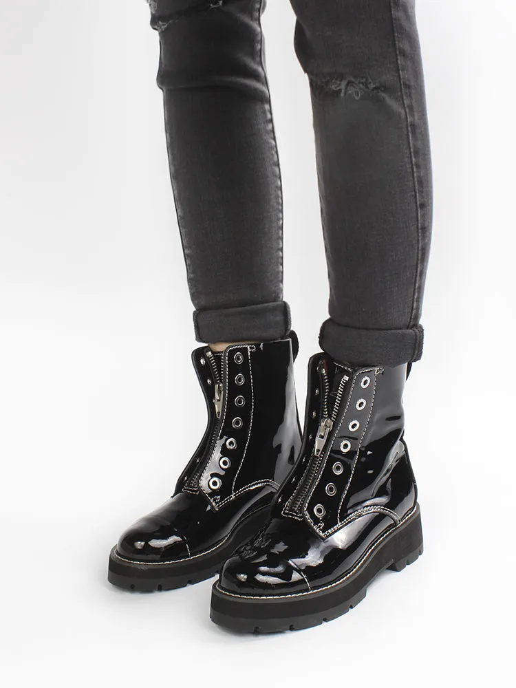 LUXE SEVEN DESIGN LACE UP BOOTS WITH CHUNKY SOLE