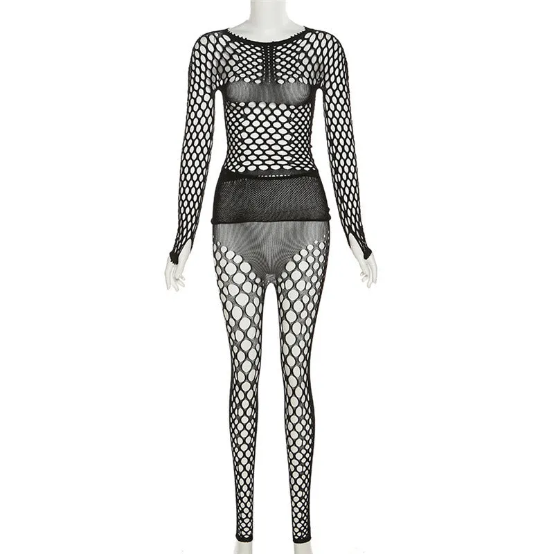 MB FASHION Bold Sheer Fishnet Two-Piece Set 5467LY ONE SIZE