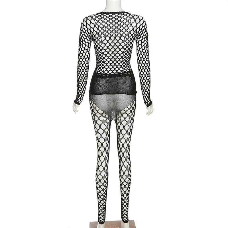 MB FASHION Bold Sheer Fishnet Two-Piece Set 5467LY ONE SIZE