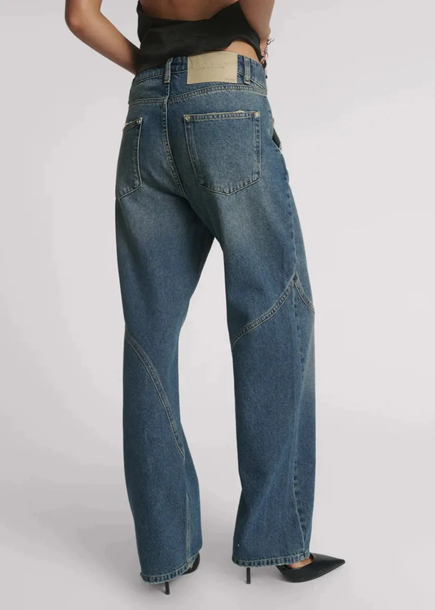 One Teaspoon Western Wonders Mid Waist Straight Leg Denim Jeans