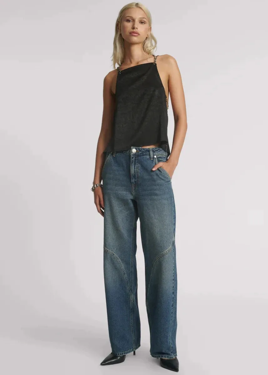 One Teaspoon Western Wonders Mid Waist Straight Leg Denim Jeans