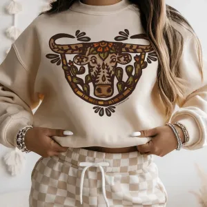 Online Exclusive | The Wild Watusi Long Sleeve Graphic Sweatshirt in Cream