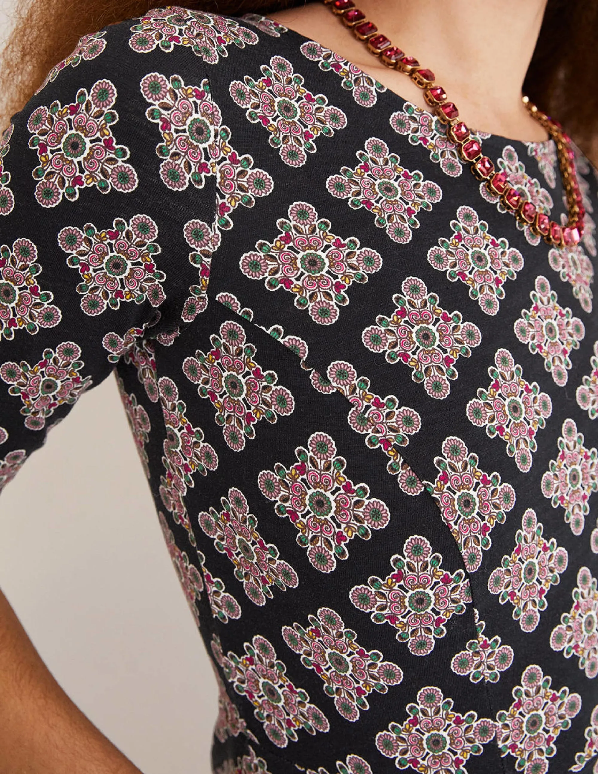 Penny Jersey Dress-Multi, Daisy Illusion Tile
