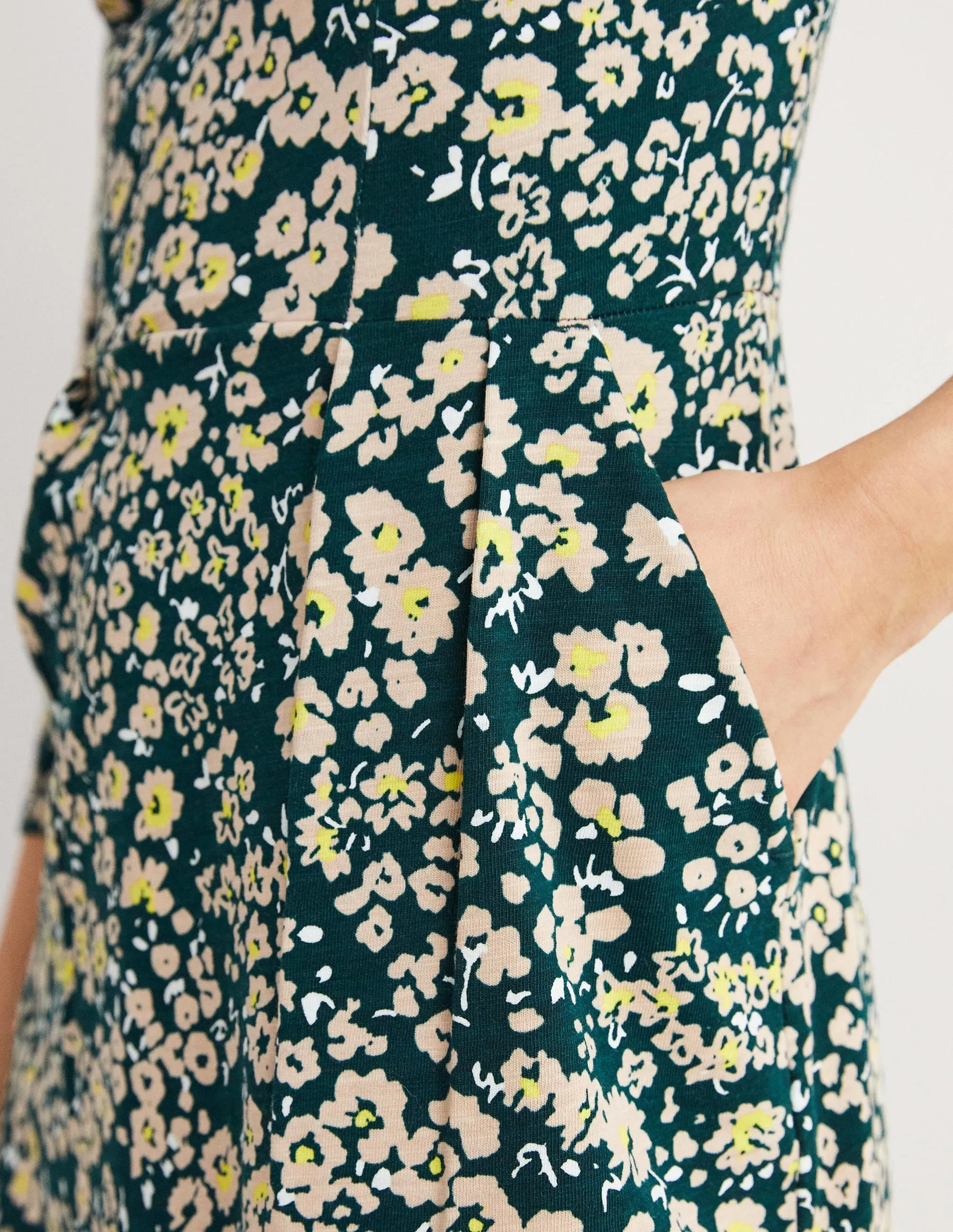 Penny Jersey Dress-Seaweed, Heart Bloom