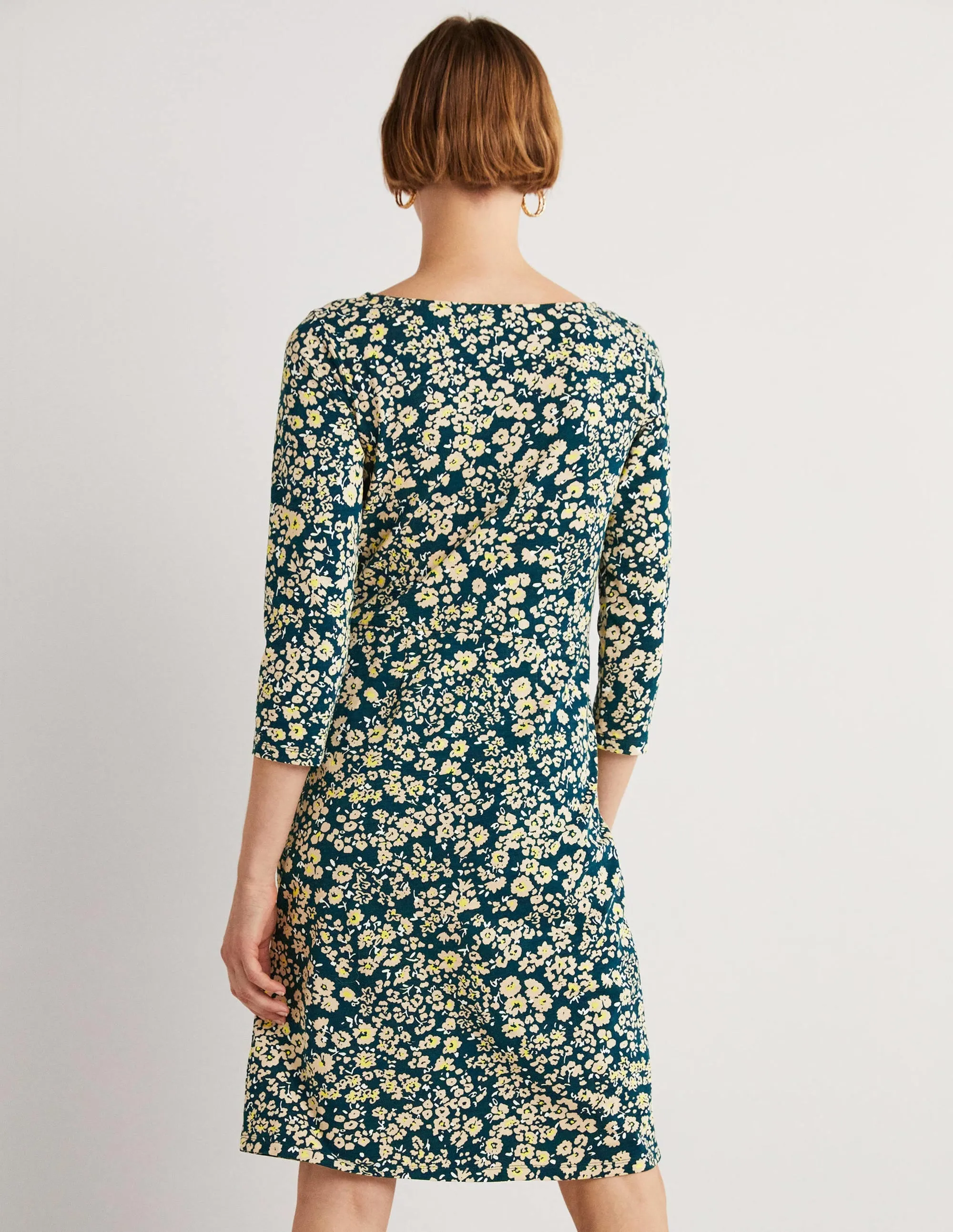 Penny Jersey Dress-Seaweed, Heart Bloom