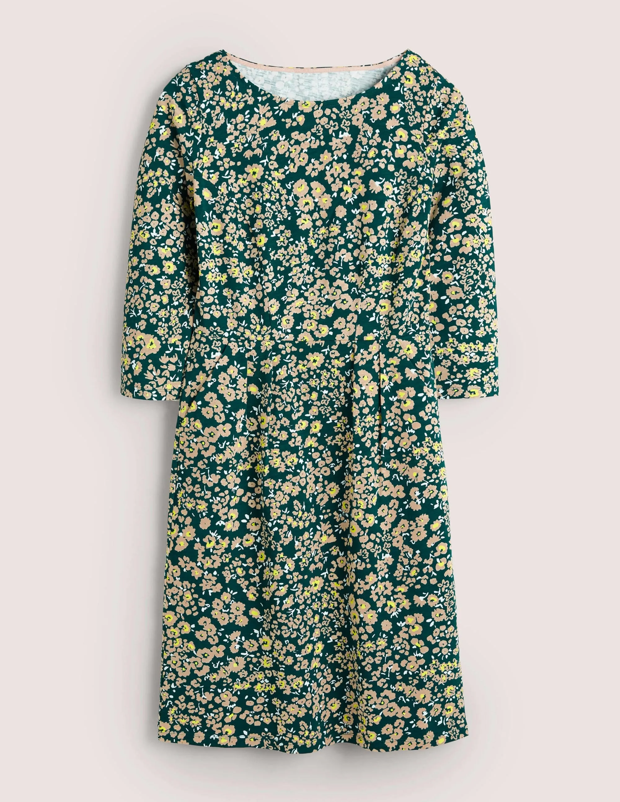 Penny Jersey Dress-Seaweed, Heart Bloom