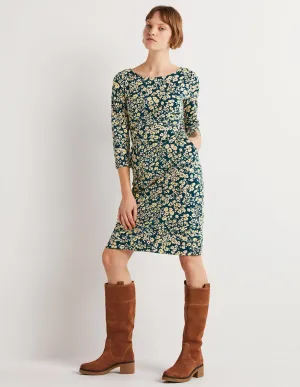 Penny Jersey Dress-Seaweed, Heart Bloom