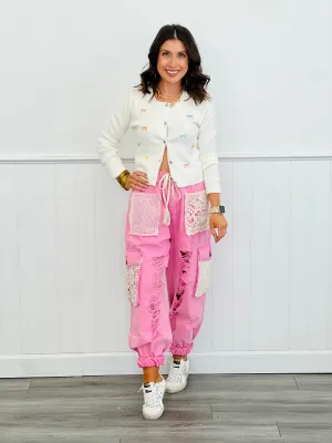 POL Distressed Barbie Pink & Lace Jogger Pants (Reg)