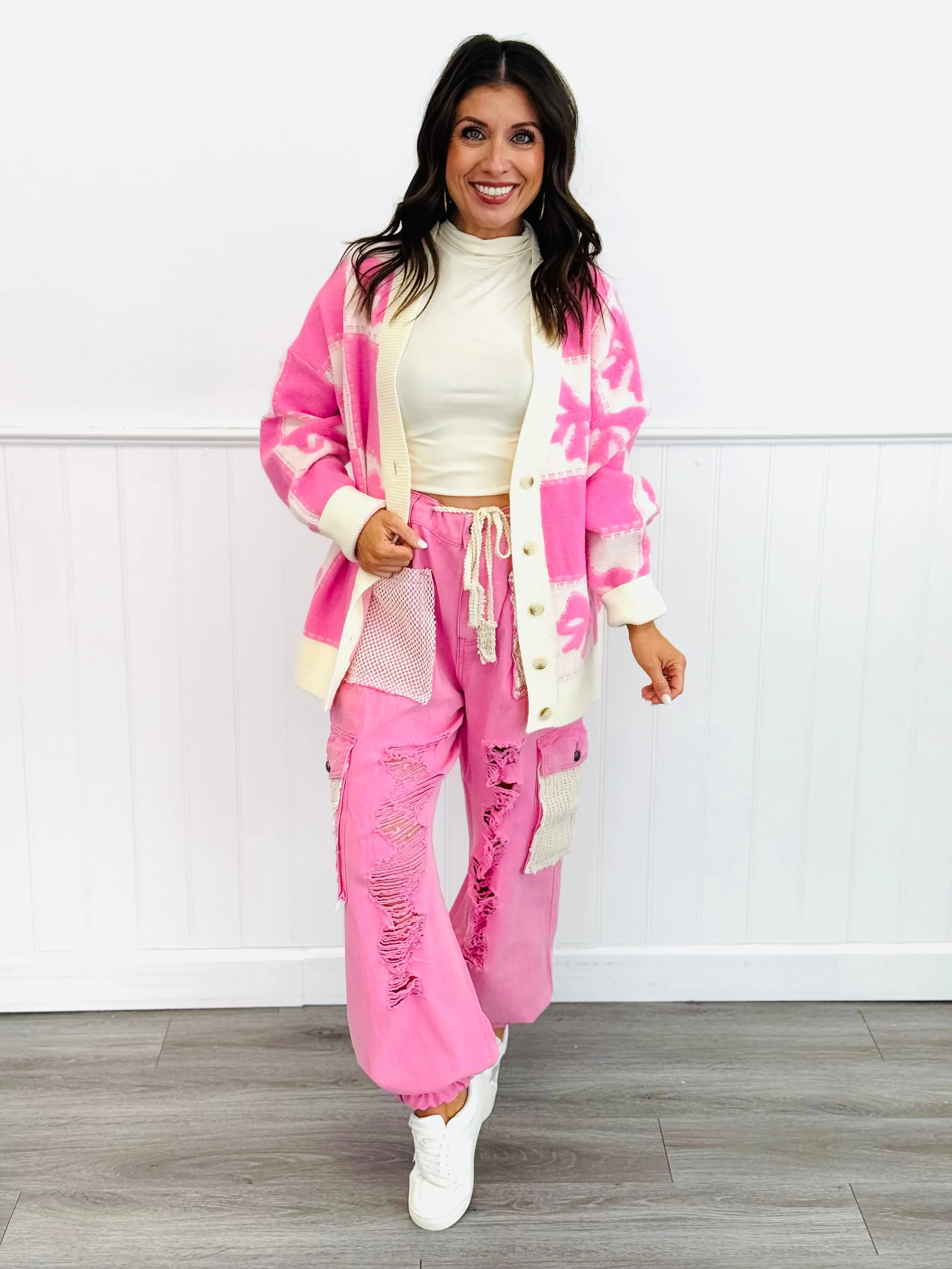 POL Distressed Barbie Pink & Lace Jogger Pants (Reg)