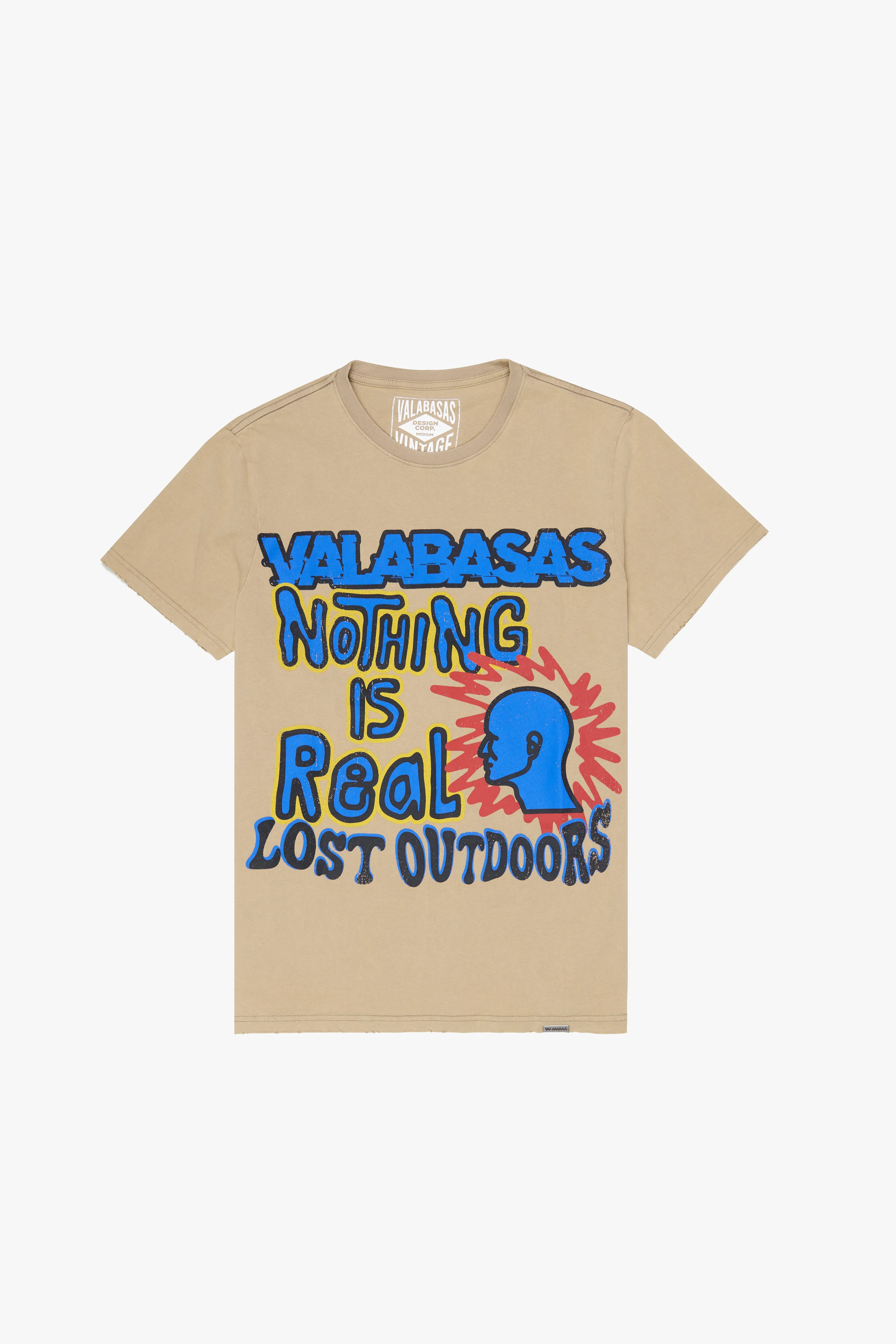 "NOT REAL" VINTAGE SHALLOW KHAKI TEE