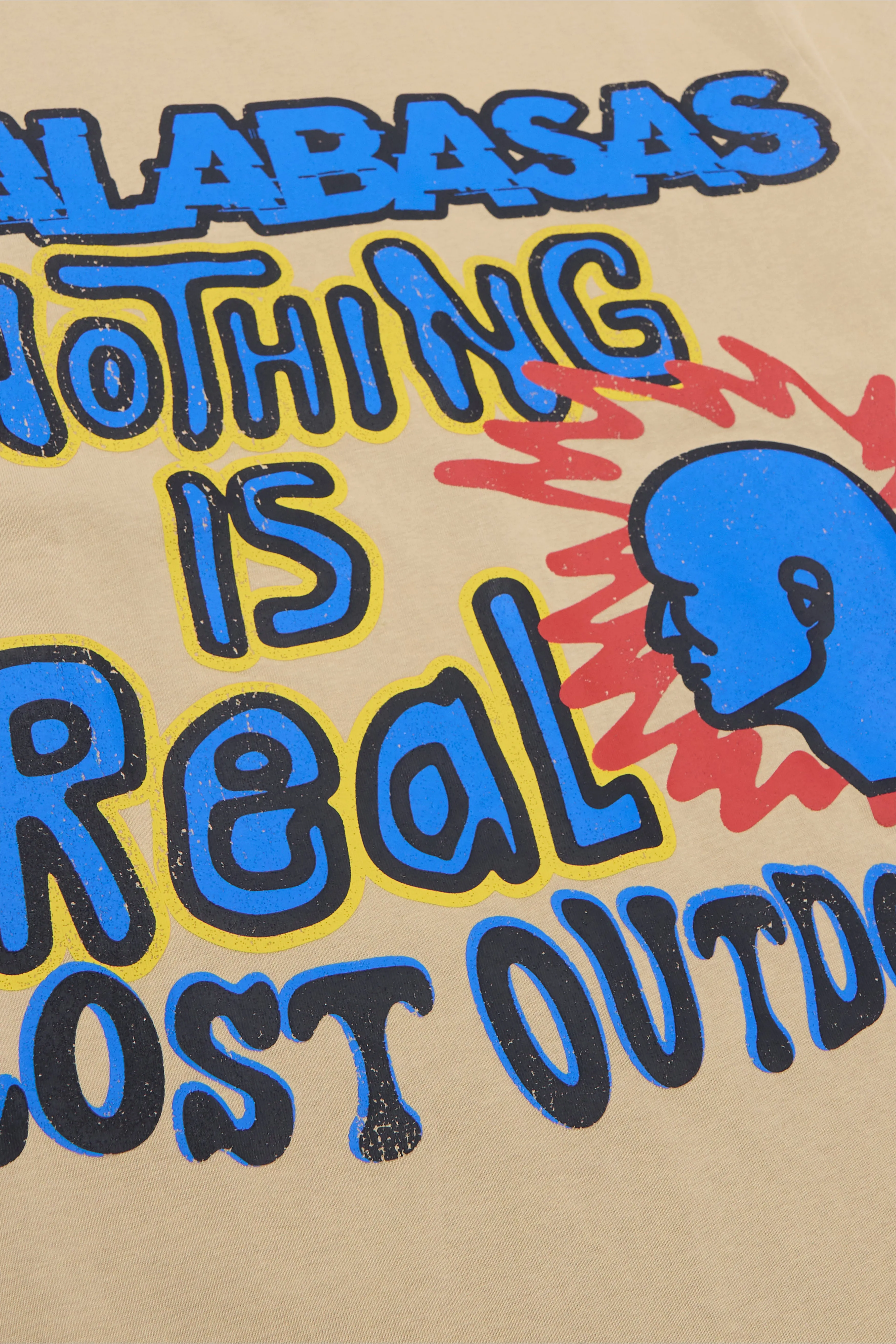 "NOT REAL" VINTAGE SHALLOW KHAKI TEE