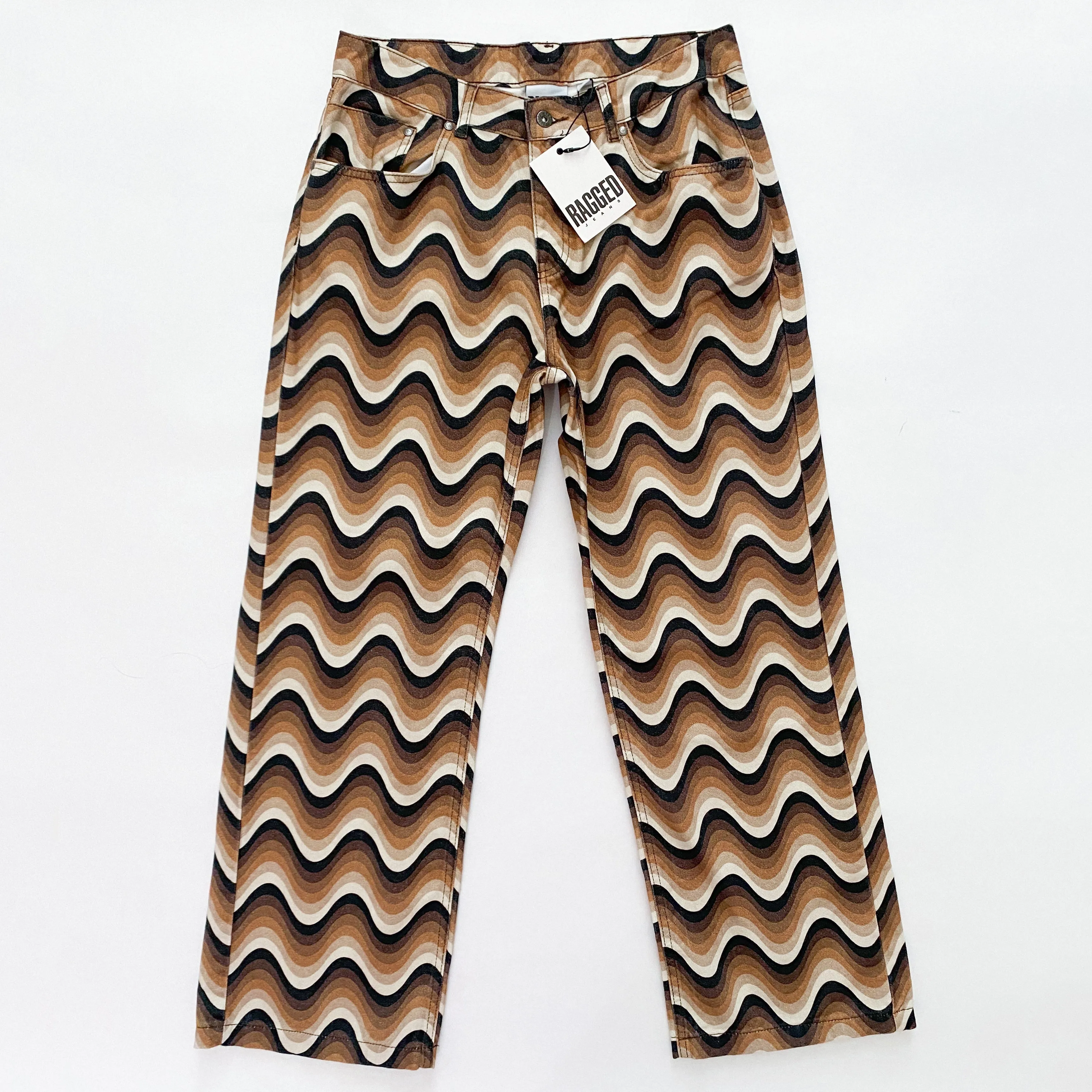 Ragged Priest Funky Groovy Wave Jeans in Brown and Tan