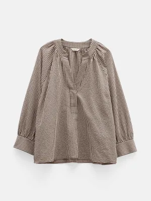 Rhea relaxed cotton placket detail top