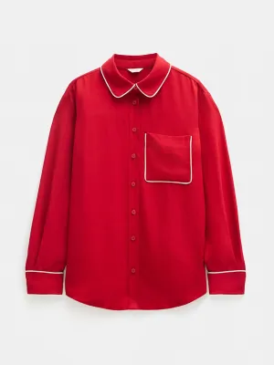 Satin relaxed piping detail shirt