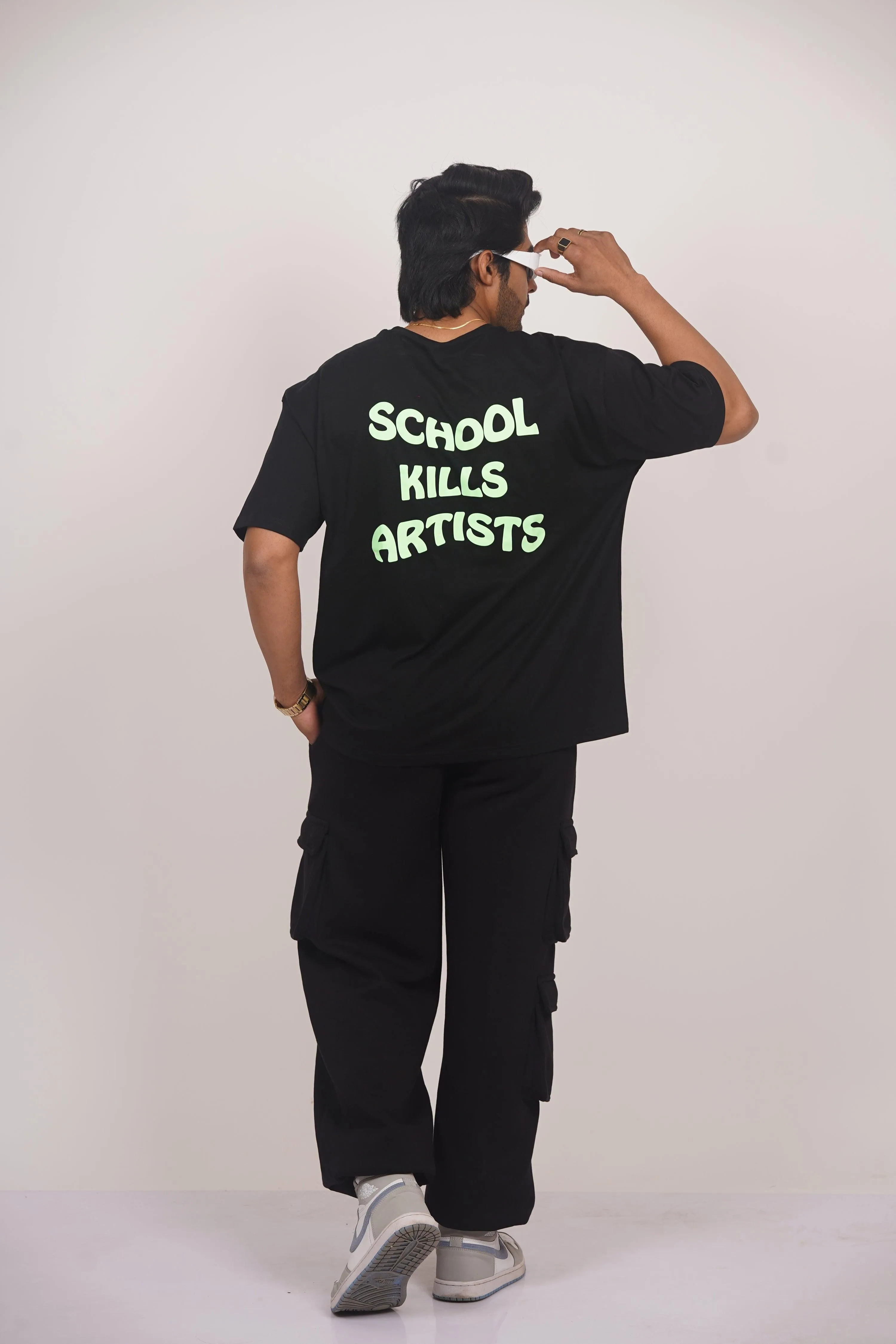 School Kills Artist (Green Glow) Drop:Sleeved Tee   For Men and Women
