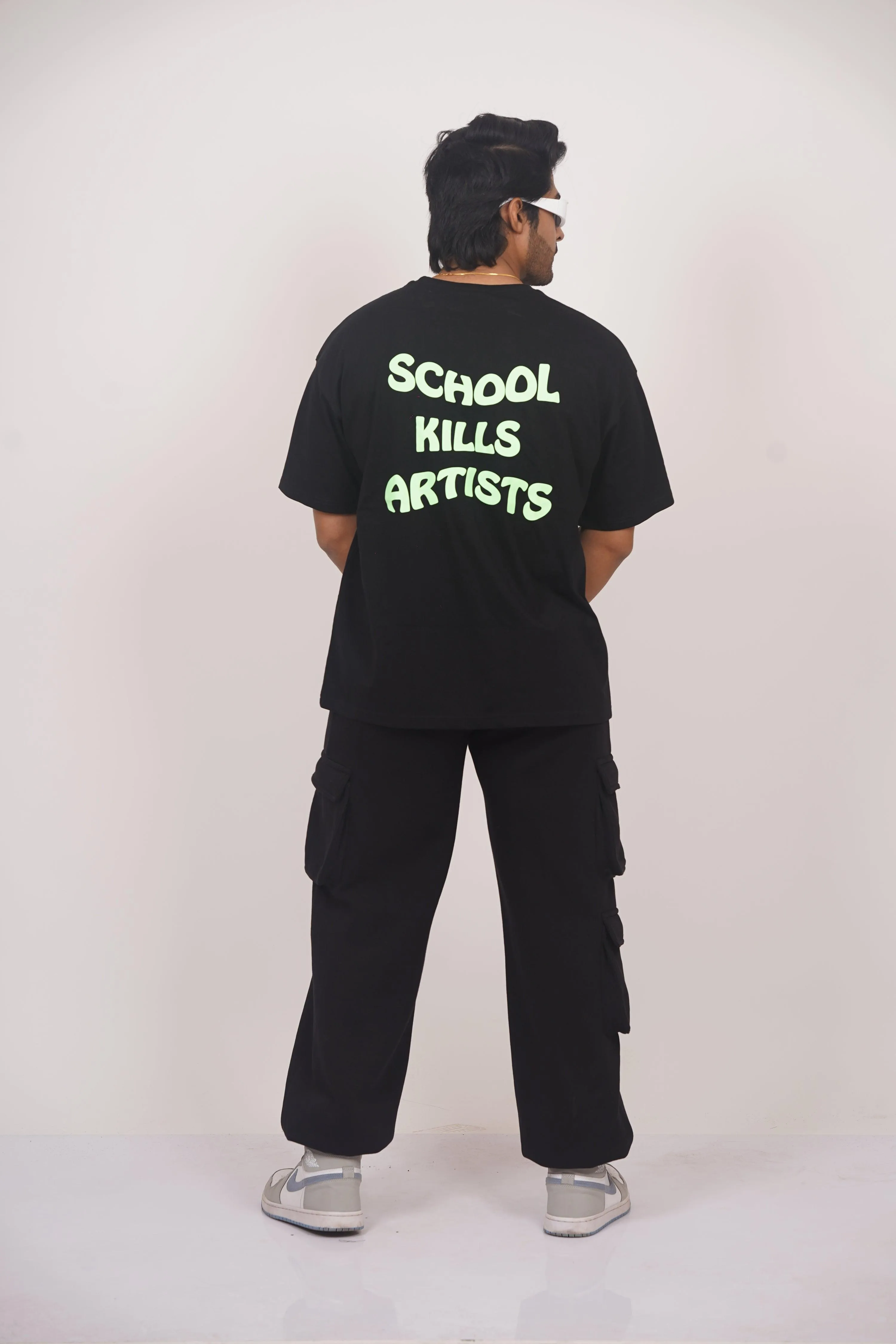 School Kills Artist (Green Glow) Drop:Sleeved Tee   For Men and Women