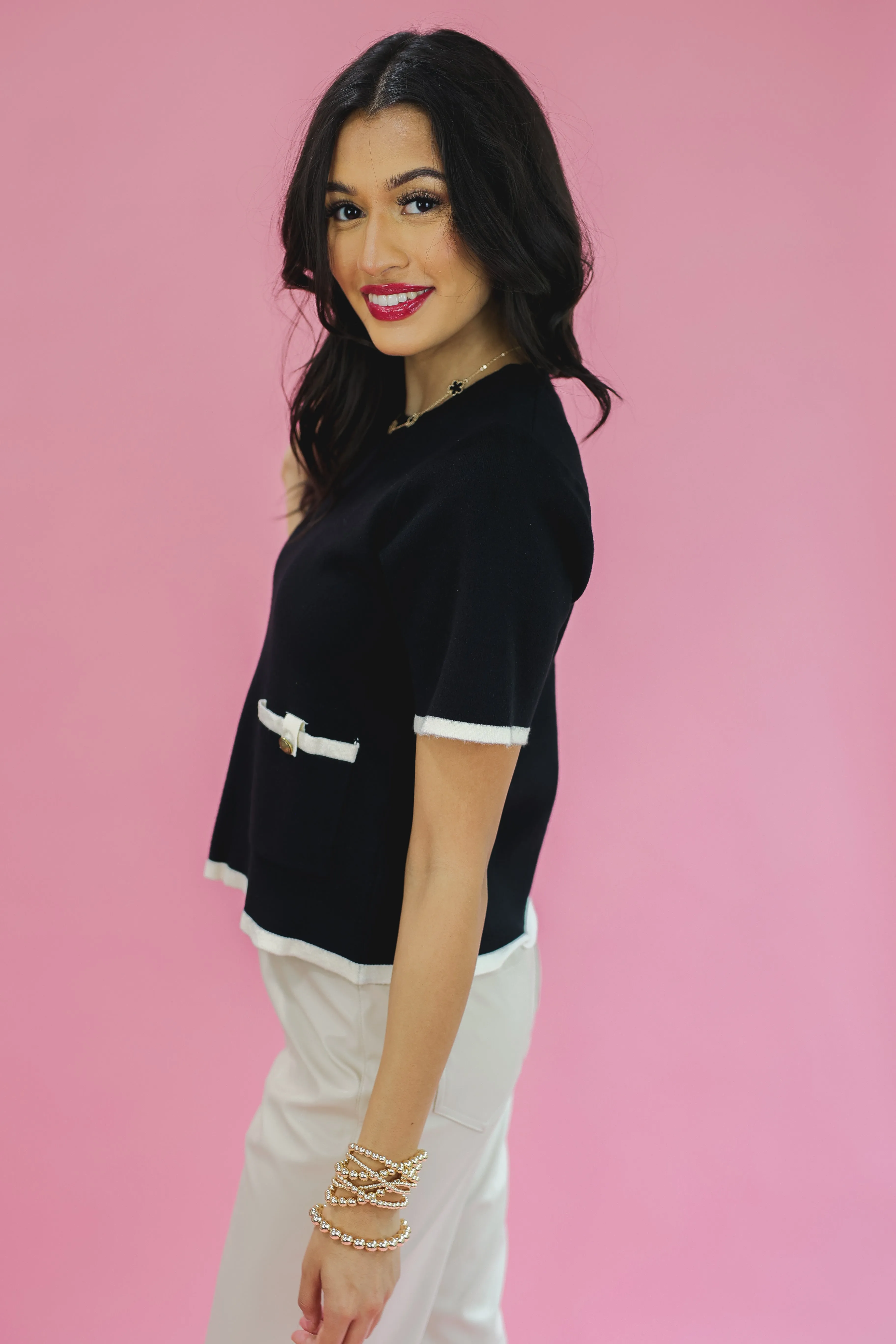 Signature Move Knit Top In Black