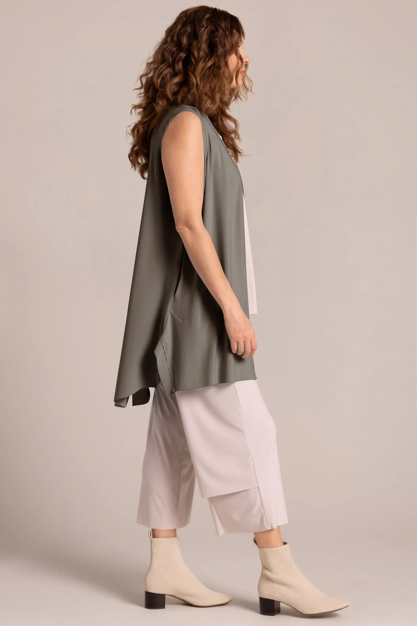 Splice Vest Long | Taupe