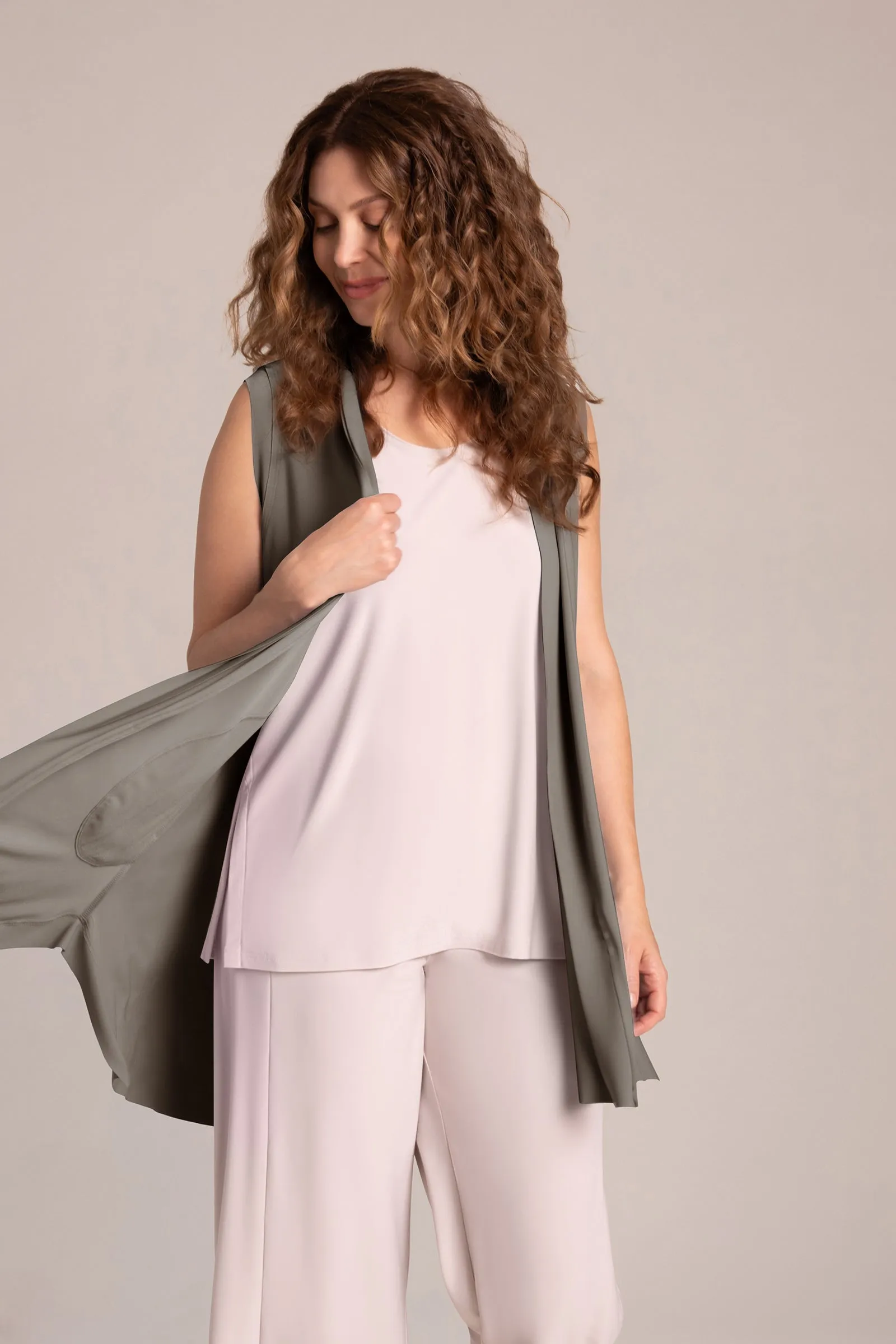 Splice Vest Long | Taupe