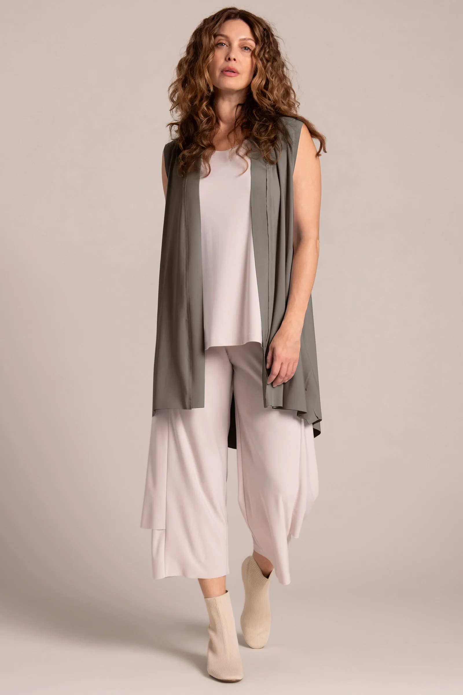 Splice Vest Long | Taupe