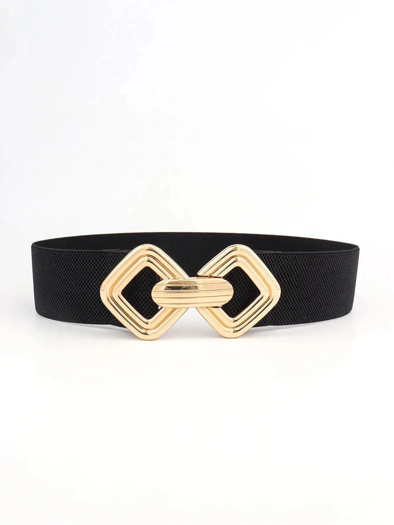 Stylish Geometric Buckle Wide Elastic Belt