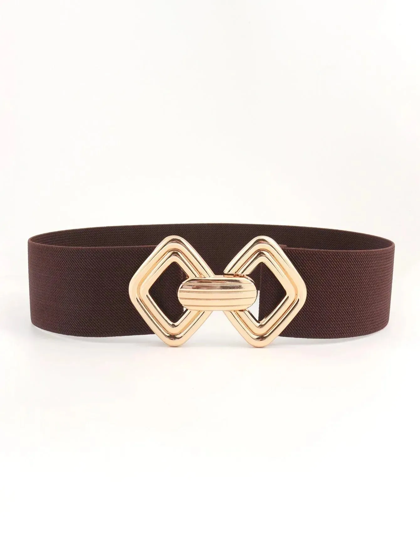 Stylish Geometric Buckle Wide Elastic Belt