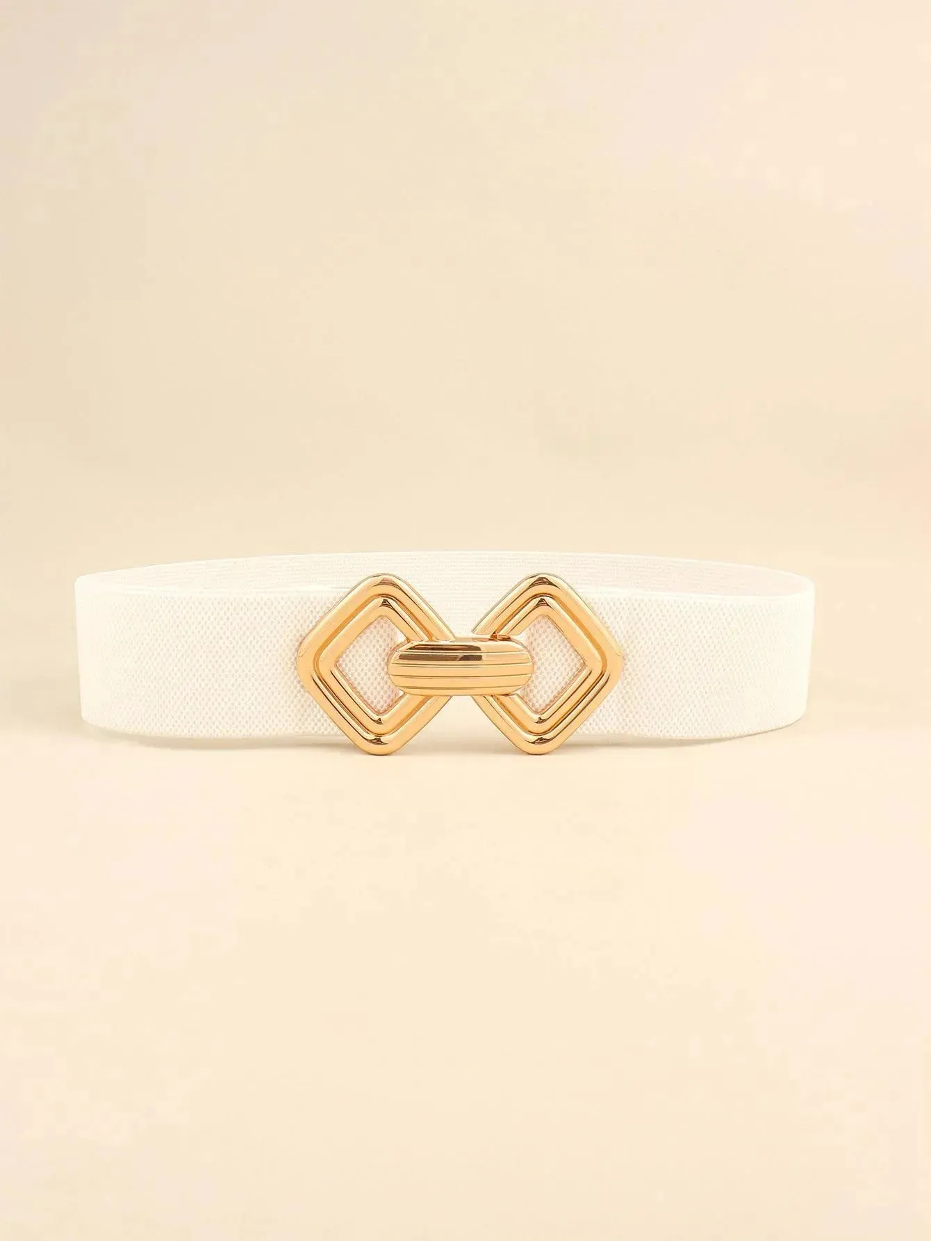 Stylish Geometric Buckle Wide Elastic Belt