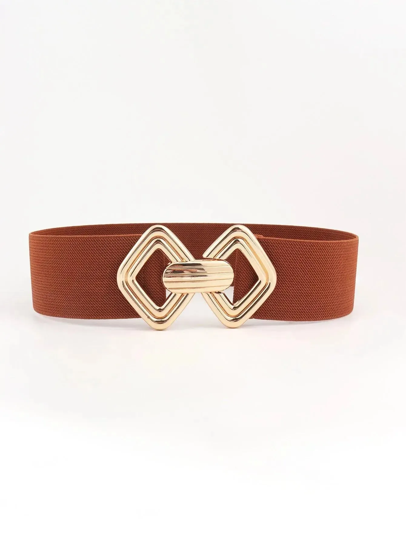Stylish Geometric Buckle Wide Elastic Belt