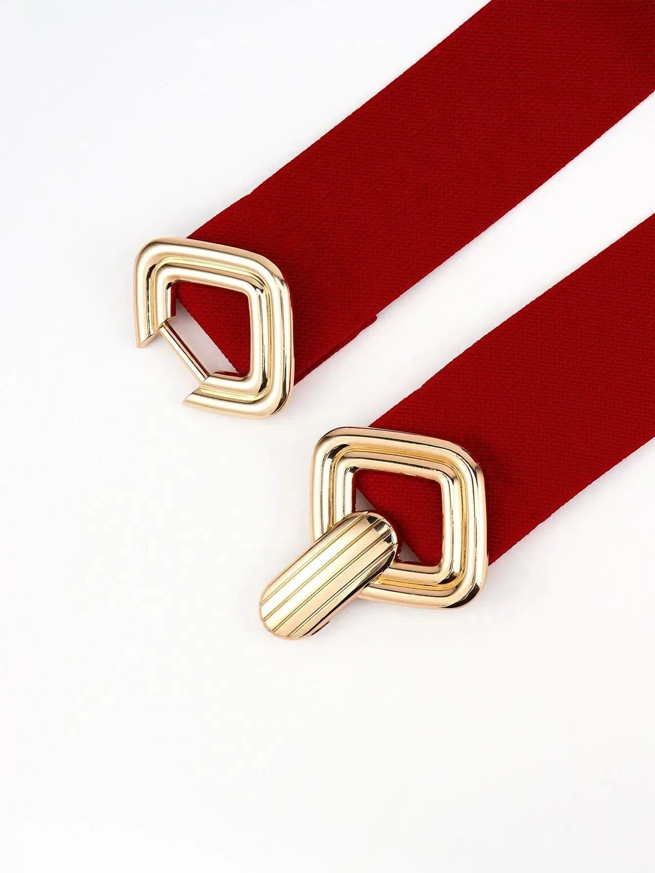 Stylish Geometric Buckle Wide Elastic Belt
