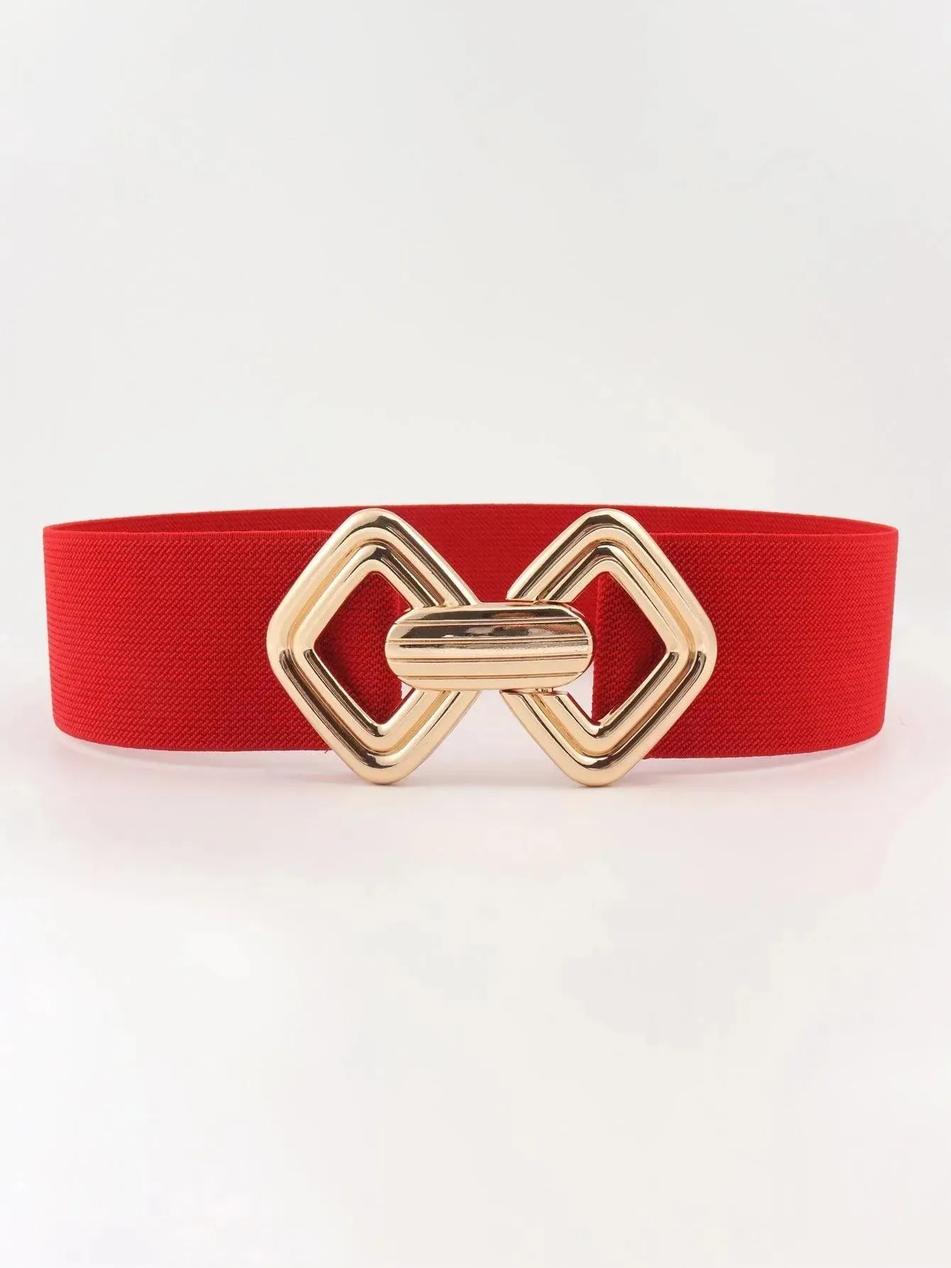 Stylish Geometric Buckle Wide Elastic Belt