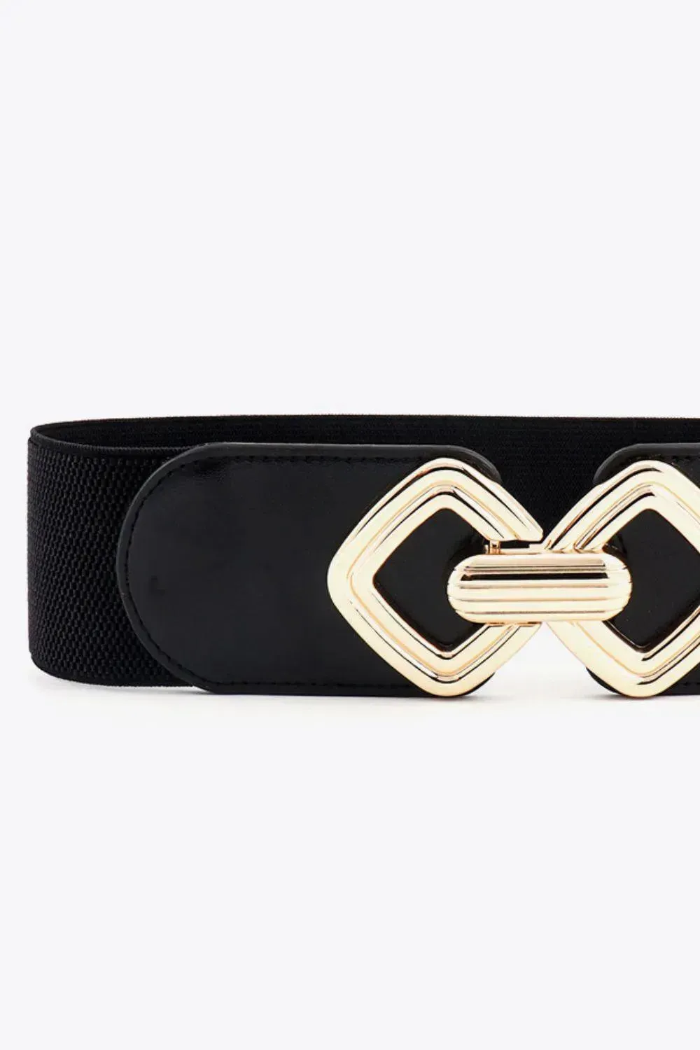 Stylish Geometric Buckle Wide Elastic Belt