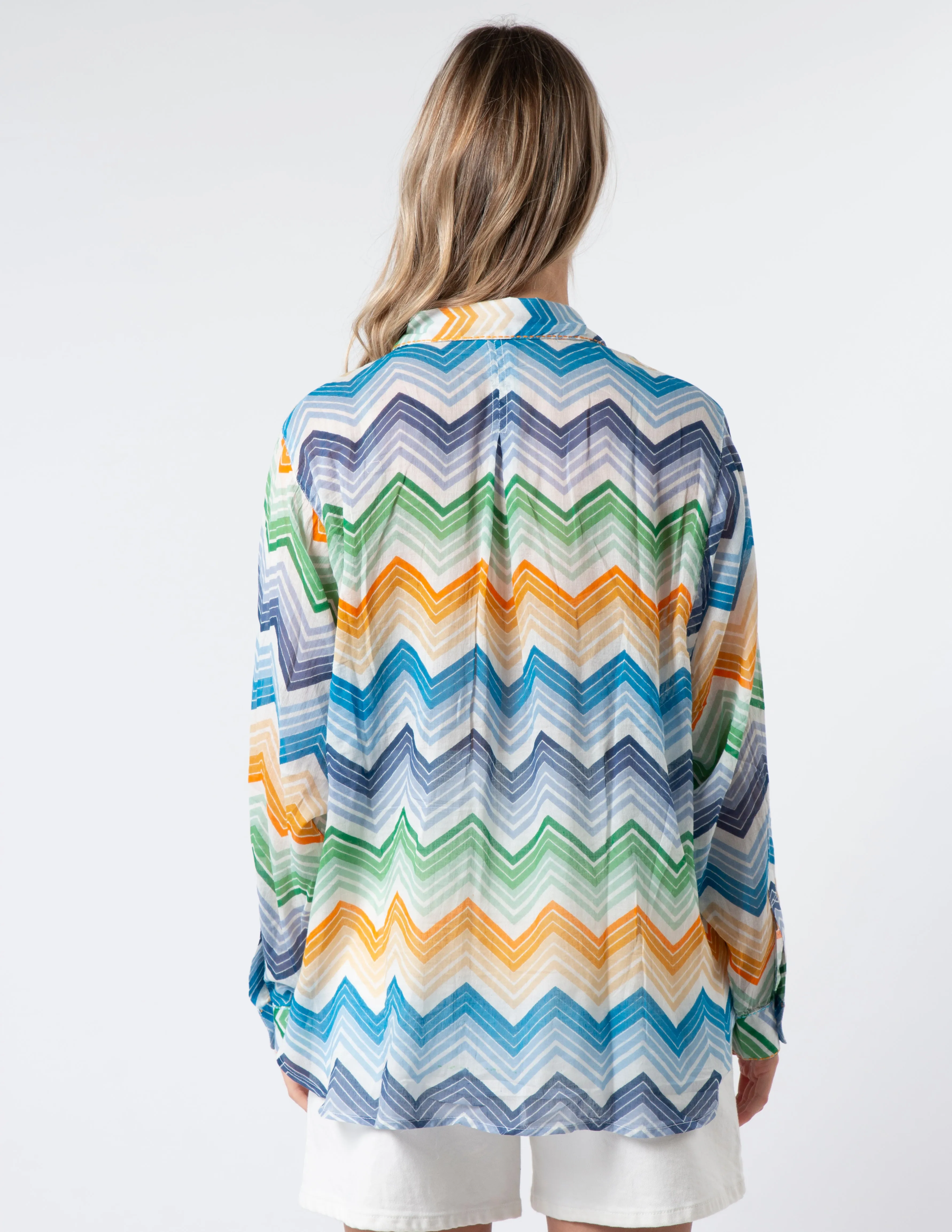 Syros Blouse - Zig Zag Green