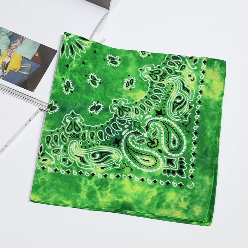 Tie Dye Bandana Cotton Paisley Bandanas Headbands Cowboy Handkerchiefs for Men and Women Colorful Hip-Hop Cycling Outdoor